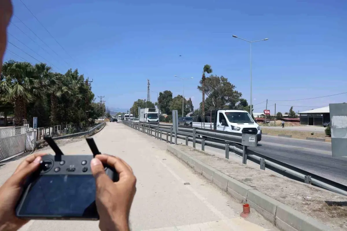 Hatay'da Dronlu Trafik Denetimi