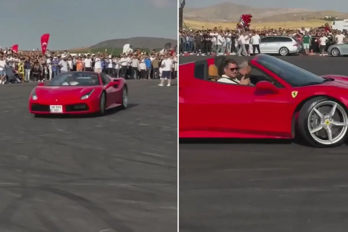 Sivas Belediye Başkanı Uzun, Ferrari'siyle drift gösterisi yaptı